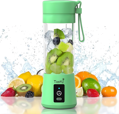 Portable USB Juice Blender filled with fresh fruits and ice, perfect for smoothies on-the-go.